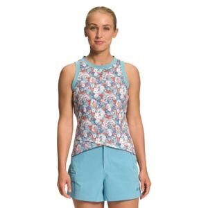 The North Face Dawndream Cross-Front Muscle Tank Reef Waters Daisy Print XXL NWT